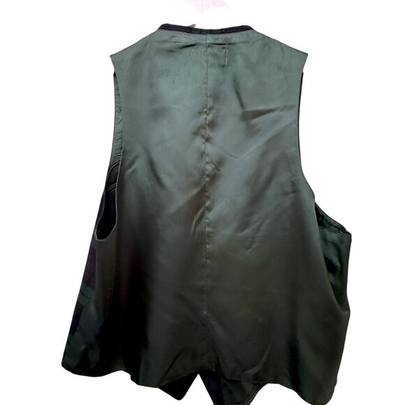 Cricketeer Mens Vest M/L Navy Green Plaid Preppy Scottish Tartan Wool - Picture 3 of 7